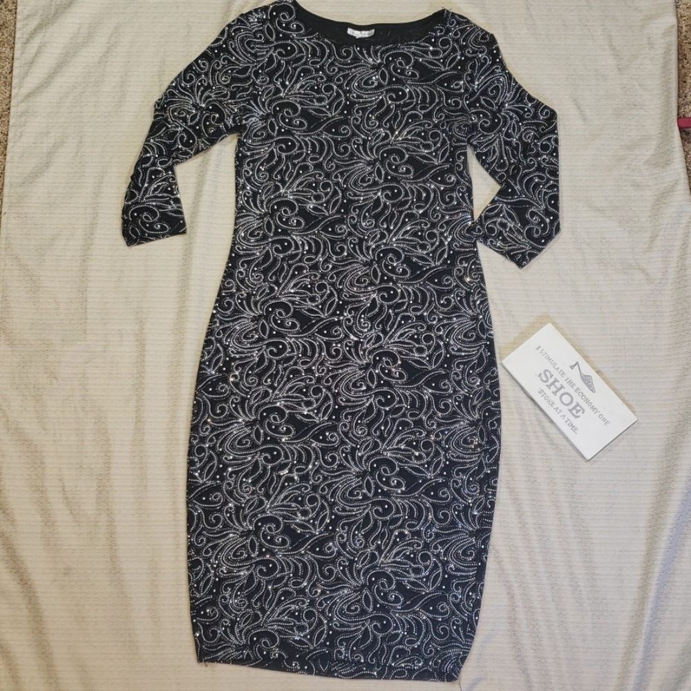 VTG OLIVA MATTHEWS  Black with sequin midi dress